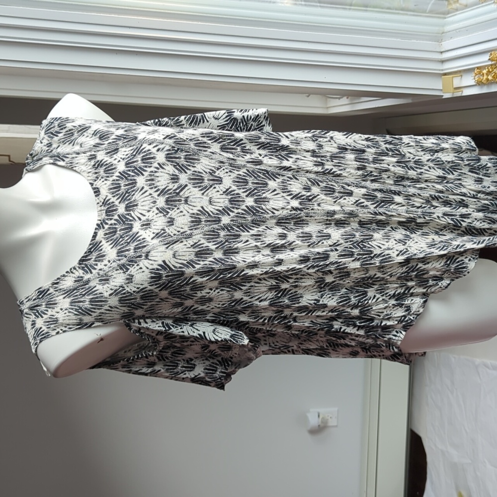 FREE PEOPLE WE THE FREE Boho Cold Shoulder Ikat Print Top  Black &  White